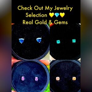 GOLD STUD EARRINGS, RINGS, PENDANTS, NECKLACES, AND LOOSE REAL GEMSTONES 💎💛💕